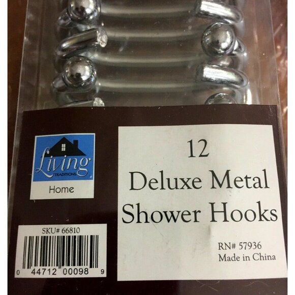 Deluxe Metal Shower Hooks 12 Silver Colored Metal Ball Hooks Living Home New - Picture 4 of 6